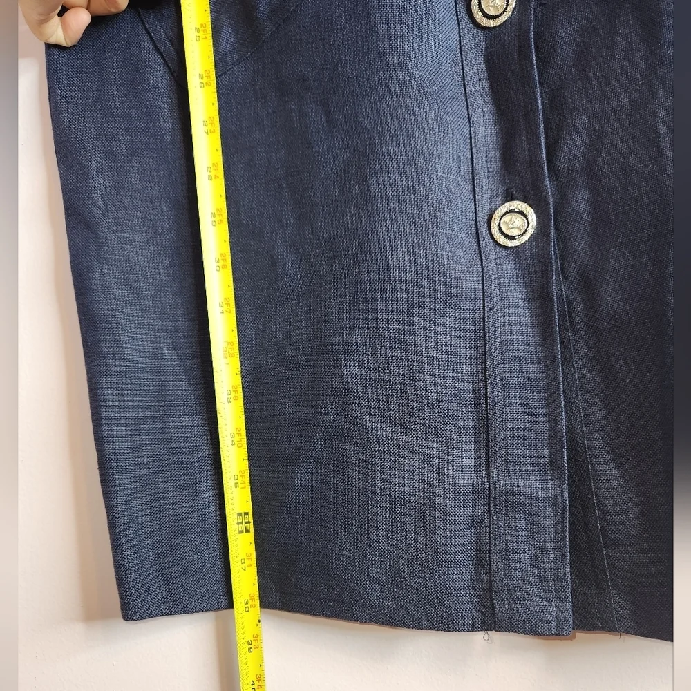 VTG KELLY GRAHAM 100% Linen Navy Blue Dress, size 6 - Picture 13 of 13